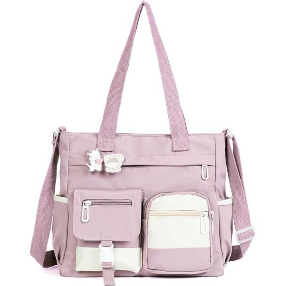 Crossbody Cute Bag, Nylon Shoulder Tote Bags Pink - Picture 1 of 4